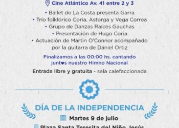 Habrá una velada cultural para recibir el Día de la Independencia