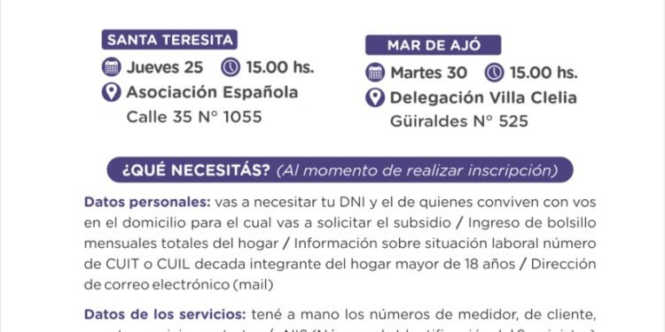Inscripción para la segmentación tarifaria de servicios