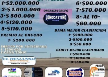 Se realizará un concurso de pesca con importantes premios desde Nueva Atlantis hasta Punta Médanos
