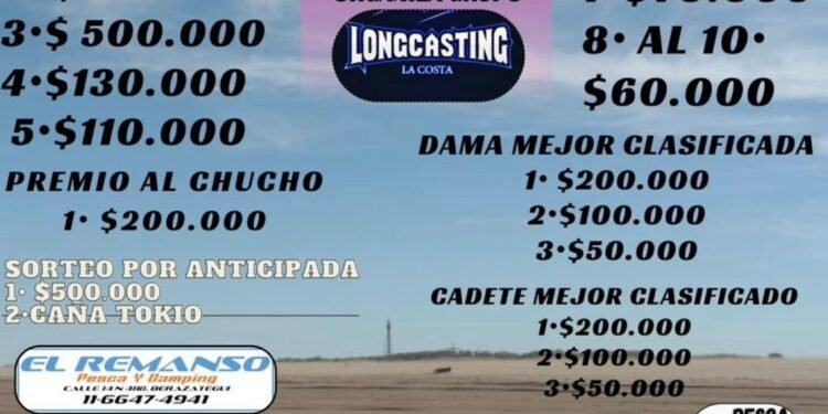 Se realizará un concurso de pesca con importantes premios desde Nueva Atlantis hasta Punta Médanos