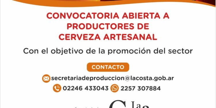 Convocatoria abierta a productores de cerveza artesanal de La Costa
