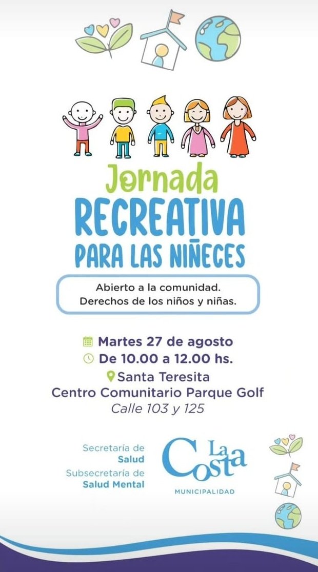 Se realizará una jornada recreativa para las niñeces en Santa Teresita