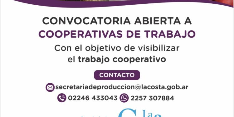 Convocatoria abierta a cooperativas de trabajo en La Costa