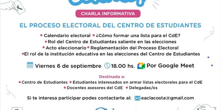 Se desarrollará una charla virtual sobre el proceso electoral del Centro de Estudiantes