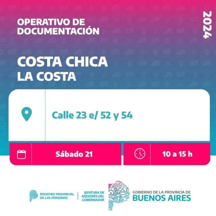 El móvil del Registro Provincial de las Personas está en Santa Teresita y Costa Chica