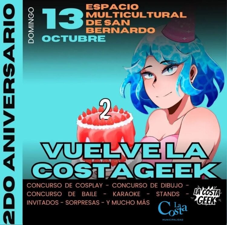 Este domingo, La CostaGeek festeja su 2° aniversario en San Bernardo