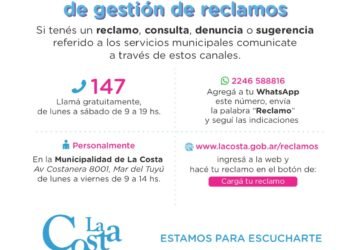 La Costa: Funciona a pleno el Centro de Gestión de Reclamos y Consultas