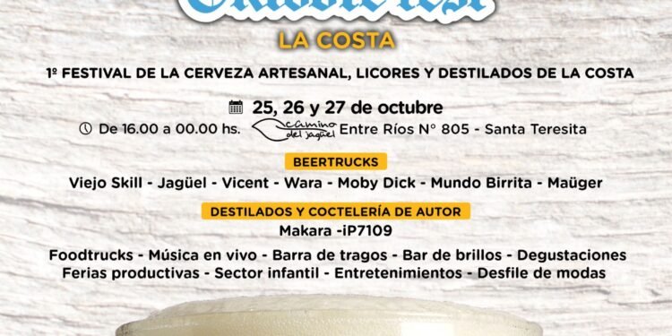 Octubre Fest: Se viene el 1° Festival de cerveza, licores y destilados de La Costa
