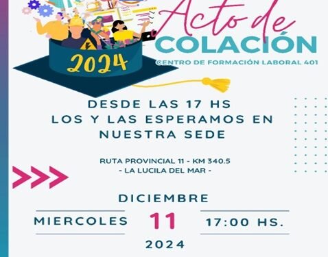 El Centro de Formación Laboral N°401 celebrará su acto de colación