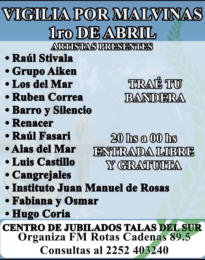 Este martes se realizará la 17ª Vigilia por Malvinas en San Clemente del Tuyú