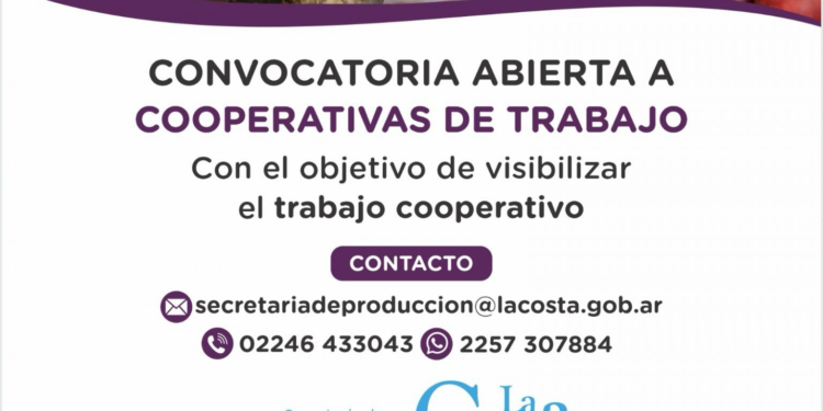 Convocatoria abierta a cooperativas de trabajo en La Costa