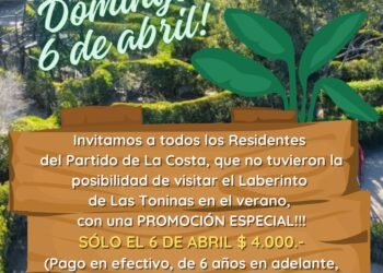 Laberinto Las Toninas: Promoción especial domingo 06 de Abril para residentes del Partido de La Costa