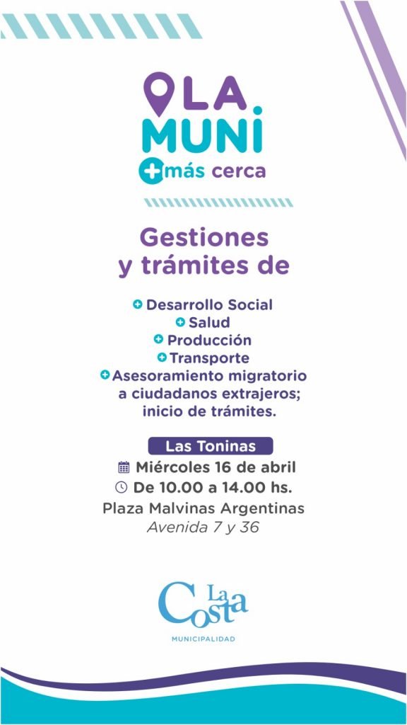 “La Muni más cerca” brindará servicios en Nueva Atlantis y Las Toninas