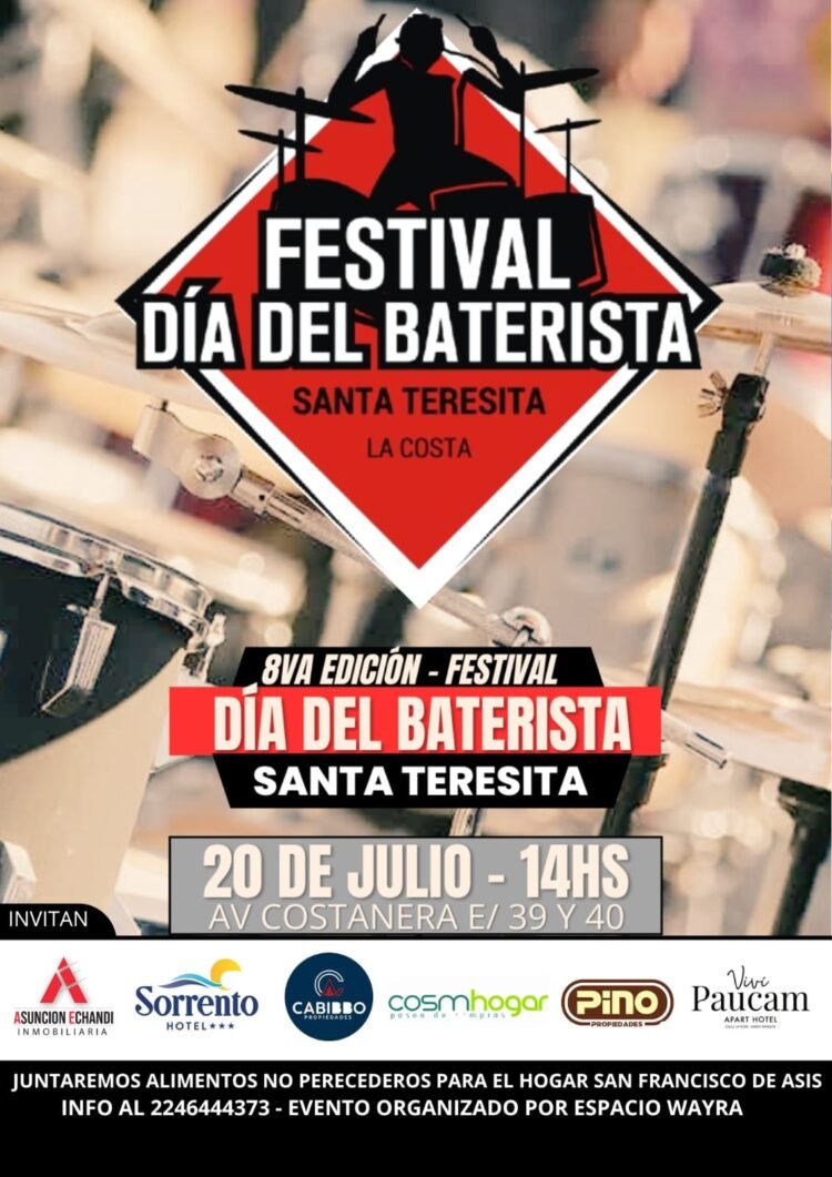 20 de Julio: 8vo Festival Día del Baterista en Santa Teresita