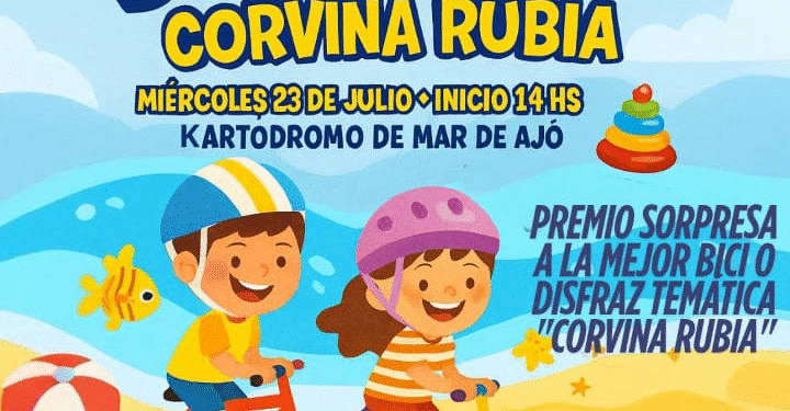Vuelve la bicicleteada de la Corvina Rubia en Mar de Ajó con una jornada solidaria