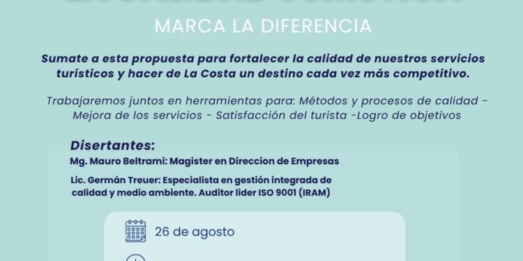 Se llevará a cabo la jornada de capacitación “La calidad turística marca la diferencia” en Mar de Ajó