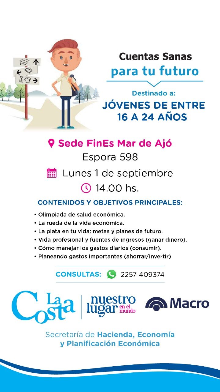 Cuentas Sanas: talleres gratuitos para emprendedores, jóvenes y adultos mayores en La Costa