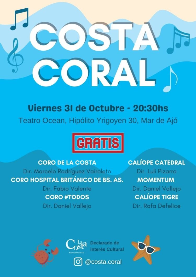 La Costa será sede del 9° Encuentro Nacional Costa Coral