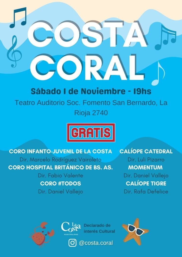 La Costa será sede del 9° Encuentro Nacional Costa Coral