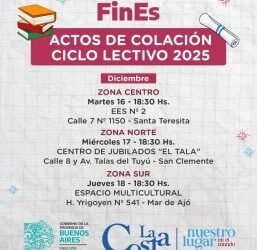 Actos de colación del Plan FinEs 2025 en el Partido de La Costa