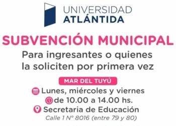 Comienzan las inscripciones a subvenciones municipales para estudiantes de la Universidad Atlántida Argentina