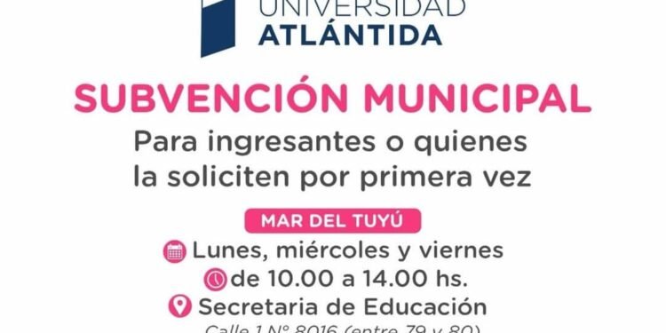 Comienzan las inscripciones a subvenciones municipales para estudiantes de la Universidad Atlántida Argentina