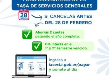 Extienden hasta el 28 de febrero el beneficio del pago anual de tasas con ahorro de dos cuotas
