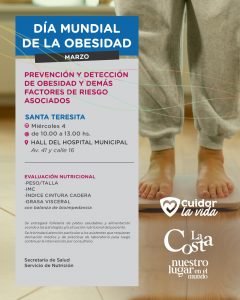 Se realizarán evaluaciones nutricionales en el Hospital Municipal de Santa Teresita