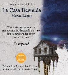 Marita Regolo presentará su libro “La Casa Desnuda” en Mar del Tuyú